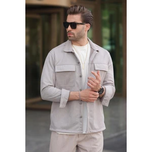 Gri Cep Detaylı Gömlek Ceket 6748