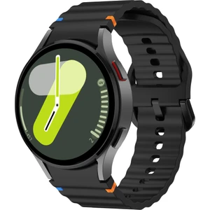 Samsung Galaxy Watch 7 40MM-44MM Ile Uyumlu Metal Tokalı Dalgalı Spor Silikon Kordon