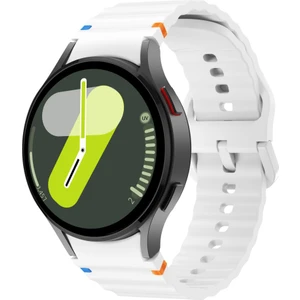 Samsung Galaxy Watch 7 40MM-44MM Ile Uyumlu Metal Tokalı Dalgalı Spor Silikon Kordon