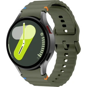 Samsung Galaxy Watch 7 40MM-44MM Ile Uyumlu Metal Tokalı Dalgalı Spor Silikon Kordon