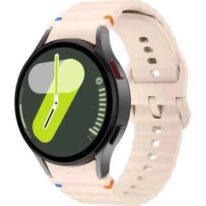 Samsung Galaxy Watch 7 40MM-44MM Ile Uyumlu Metal Tokalı Dalgalı Spor Silikon Kordon
