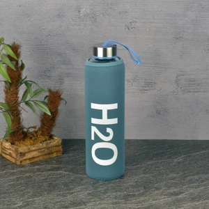 H2O Kılıflı Cam Matara - Mavi - 600 ml