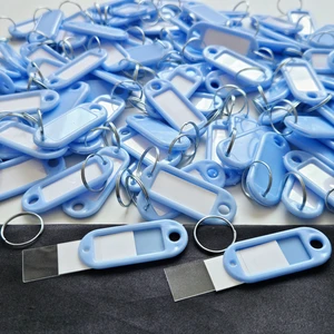 Ünsa Anahtar 100X Anahtarlık Plastik Etiket Kimlik Isimlik Isim Yazı Yazmalık Halkalı Anahtarlık-Mavi