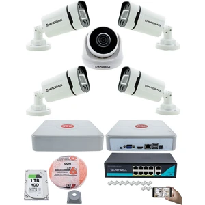 Ip Güvenlik Kamera Seti - 1 Iç Mekan Ip Kamera, 4 dış Mekan Ip Kamera, 1tb H.d.d, 9 Kanal Nvr, Gece Görüş, Uzaktan Izleme, Hareket Tabiki, Insan Tespi