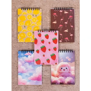5'li Defter Seti 10.5 x 14.9 cm Çizgisiz A. Bristol Kapak Spiralli (Çilekliset Notebook)
