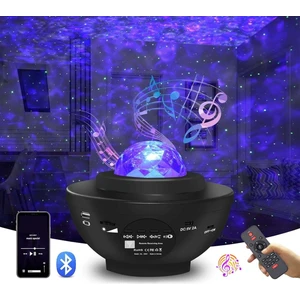 LED Yıldız Bluetooth Hoparlör USB Projektör Okyanus Dalgası 21 Modlu Gece Lambası