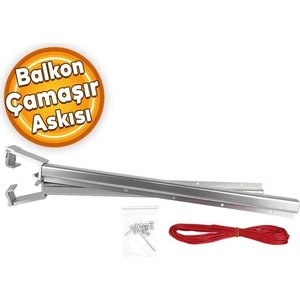 Mrt Bilişim Küpeşte Kare Balkon Askısı Balkon Çamaşır Kurutma Askısı Alüminyum Küpeşte Askılığı Kurutmalık Parlak Gri Kare 6x2.5 cm