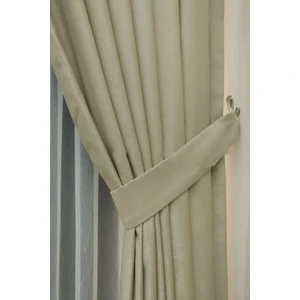 Özgün Perde Soft Kumaş Fon Perde Sık Pileli Bej Perde