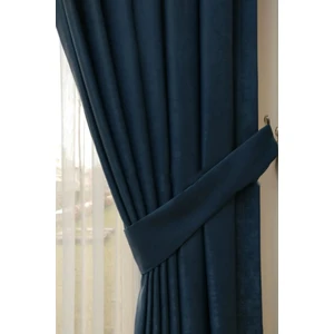 Özgün Perde Soft Kumaş Fon Perde Sık Pileli Indigo Perde