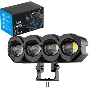 Motosiklet 4 LED  Lazer Sis Farı 2 Adet Delici Beyaz Sarı Çift Renk Metal Baykuş LED Işık