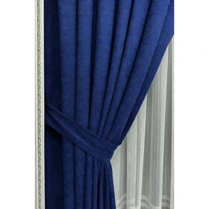 Özgün Perde Ada Fon Perde Sık Pileli Lacivert Perde