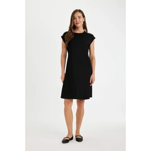 A Kesim Bisiklet Yaka Bsic Düz Kısa Kollu Midi Elbise D4659AX24HS