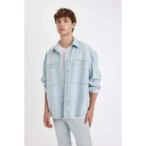 %100 Pamuk Oversize Geniş Kalıp Jean Uzun Kollu Gömlek