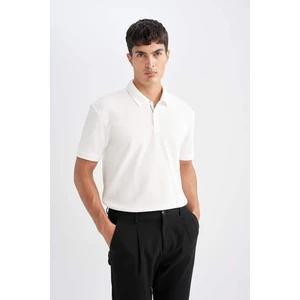 New Regular Fit Polo Yaka Kısa Kollu Beyaz Tişört D5996AX24SM