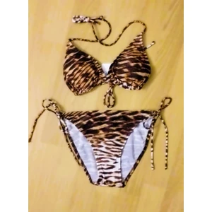 Leopar Desenil Ipli Üçgen Bikini Takımı