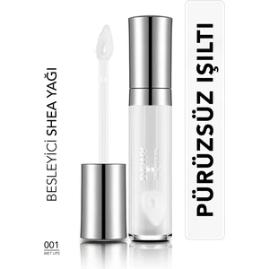Dewy Lip Glaze Yoğun Işıltı Veren Nemlendirici Dudak Parlatıcısı (001 Wet Lips) 8690604618637