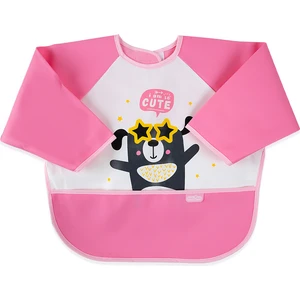 Babyjem Poli Muşamba Kollu Önlük Pembe