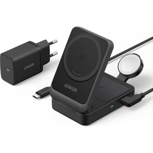 Maggo Kablosuz Şarj Istasyonu (Katlanabilir 3'ü 1 Arada) - MagSafe için Apple Watch Şarj Cihazı, iPhone 15/14 için,Apple Watch 9 (40W USB-C Şarj Cihazı Dahil) - B2557 - Siyah