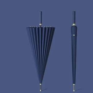 24 Kemikli Uzun Saplı Düz Şemsiye Çift Otomatik Büyük Boy Şiddetli Yağmur Erkek Özel Iş (Yurt Dışından)