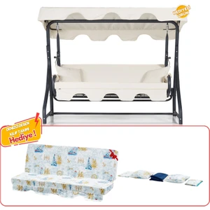 Olea 3 Kişilik Yatarlı Bahçe Balkon Salıncağı ( Yedek Kılıf Takımı Hediye )