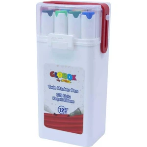 Twin Marker Set Çift Uçlu Keçeli Kalem 12 Renk Plastik Çantalı