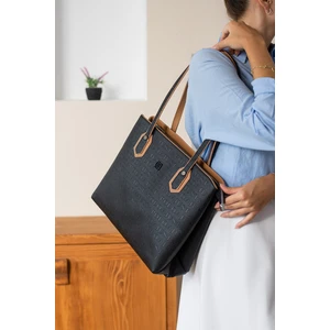 Just Polo Siyah Taba Yeni Sezon Büyük Boy 2 Bölmeli El ve Omuz Çantası 30X33C PBU2170