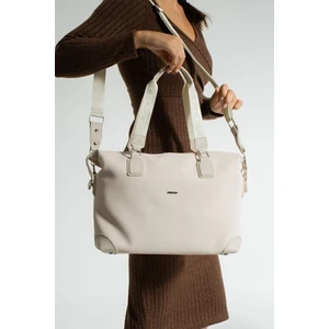 Just Polo Kadın Büyük Boy Spor Model Valiz Boy Uzun Askılı El & Omuz Çantası Krem 1106