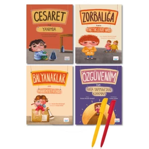 Turta Kitap Saniye Bencik Kangal 4 Kitap Set Özgüvenim+Cesaret+Zorbalığa Karşı+Balyanaklar-Turta Kitap Çocuk