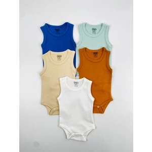 Efu Baby Kız Çocuk Atlet Body 5'Li Set Kolsuz Pamuklu Düz Desen Rahat Tasarım