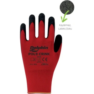 Pol9 Crink Kırmızı/siyah Polyester Lateks Iş Eldiveni (12 Adet)