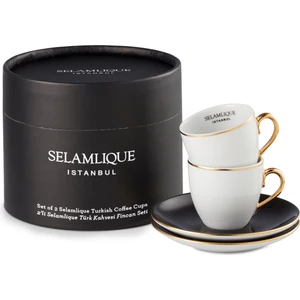 2'li Klasik Siyah Türk Kahvesi Fincanı