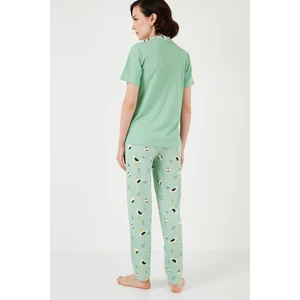 Regular Fit Gömlek Yaka Kısa Kollu Pijama Takımı Bayan Pijama Takımı 65740102
