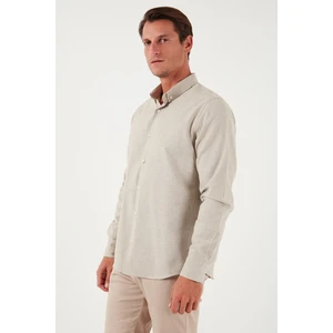 Pamuklu Regular Fit Düğmeli Yaka Kışlık Gömlek Erkek Gömlek CF24W127079