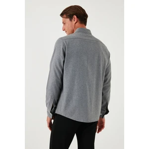 Pamuklu Regular Fit Düğmeli Yaka Kışlık Gömlek Erkek Gömlek CF24W127079