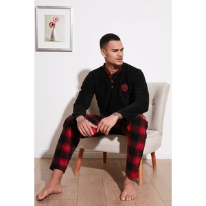 Ekose Regular Fit Bisiklet Yaka Kışlık Polar Pijama Takımı Erkek Pijama Takımı 609610013W4