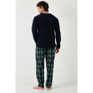 Ekose Regular Fit Bisiklet Yaka Kışlık Polar Pijama Takımı Erkek Pijama Takımı 609610013W4
