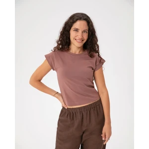 Ayma Active Gül Kurusu Organik Pamuk Basic Half Crop T-shirt