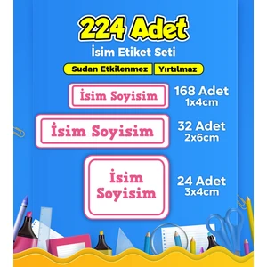 Sb Store Okul Kreş İsim Etiketi Kalem Defter Özel İsim Yazılabilen Etiket Seti Model 37 - 224 Adet