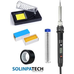 80W LCD Ekranlı Isı Sıcaklı Ayarlı Havya Lehim Makinası Stand Lehim Pasta Bant
