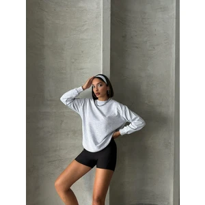 SWT-14258 Karmelanj Basic Iki Iplik Şardonlu Mevsimlik Kumaş Bisiklet Yaka Sweatshirt