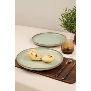 Kütahya Porselen Moderna 2 Parça 24 cm Düz Tabak Yeşil