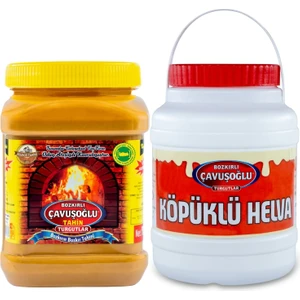Bozkırlı Çavuşoğlu Çavuşoğlu Odun Ateşinde Kepeksiz Bozkır Tahini 930 gr + Köpüklü Helva 930 gr