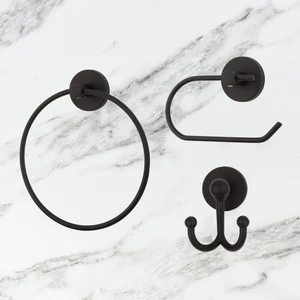 UG Home Siyah Halka Havluluk Açık Tuvalet Peçeteliği Bornoz Askısı
