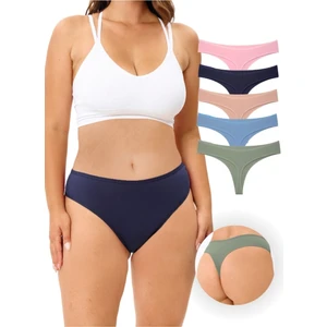 Alya Underwear Kadın Bato Tanga Pamuklu Külot, Büyük Beden, 5' Li Paket, Pudra, Mavi, Pembe, A.yeşil, Laci.