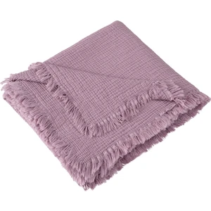 Tiny Lamb Brighton %100 Pamuk ve Organik 4 Katlı Püsküllü Mürdüm Renk Müslin Battaniye 90X100 cm Pamuksu Yumuşaklık Pamuk Müslin