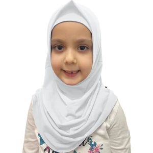 İhvan Online Pratik Hazır Geçmeli Çocuk Eşarp Beyaz