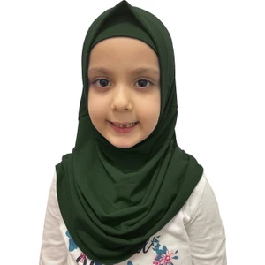 İhvan Online Pratik Hazır Geçmeli Çocuk Eşarp Haki