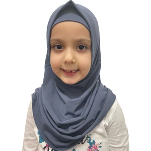 İhvan Online Pratik Hazır Geçmeli Çocuk Eşarp Gri