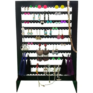 Major Selection Ahşap Takı Askısı - Dekoratif Hediyelik Siyah Çivi Küpe Takı Standı Aksesuar Stand 3 Mm Mdf