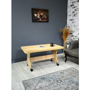 Hey Ada Tekerlekli Kavisli Köşe 100 x 60 Orta Sehpa Safir Meşe